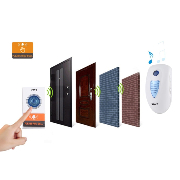 VOYE V003A Home Music Remote Control Wireless Doorbell with 38 Polyphony Sounds, US Plug, V003A VOYE V003A Home Music Remote Control Wireless Doorbell with 38 Polyphony Sounds, US Plug, V003A